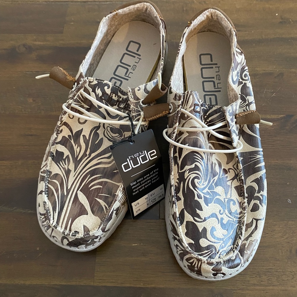 Hey Dude Floral Slip-On Shoes size 10